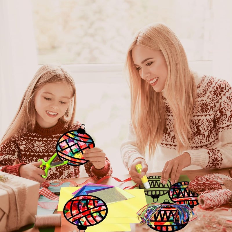 EggSun 36 Sets Christmas Ball Suncatchers Craft Kit for Kids Ornaments Stained Glass Effect Window Arts and Crafts Kit for Classroom Holiday Birthday Projects Home Party Favors Decorations Ages 4 8 12 - Image 5
